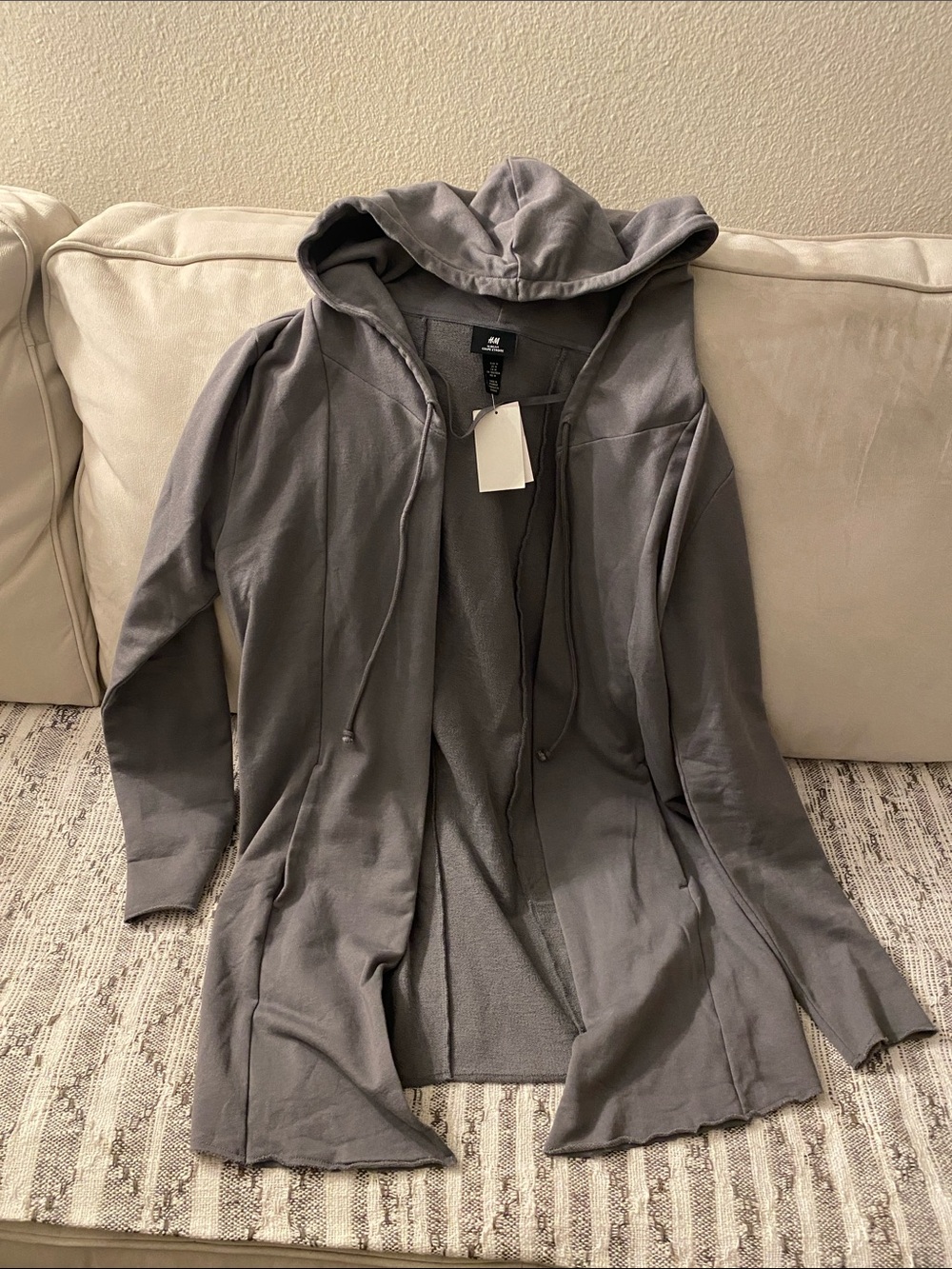 New Men’s H&M Hooded Long Cardigan Sweater Slim Fit Medium